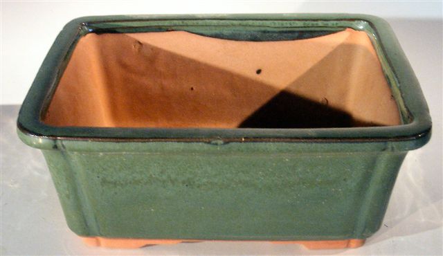 Green Ceramic Bonsai Pot - Rectangle  8.5 x 6.625 x 3.5 OD Image