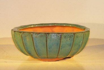 Ceramic Bonsai Pot - Round with Scalloped Sides