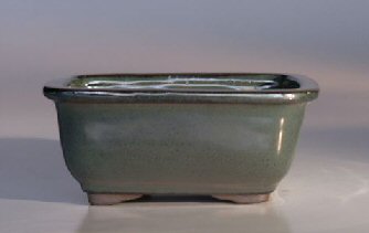 Green Ceramic Bonsai Pot - Rectangle6 x 5 x 3 Image