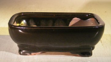 unknown Black Ceramic Bonsai Pot - Rectangle<br>7.5. x 5.75 x 2.5