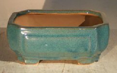 Blue/Green Ceramic Bonsai Pot - Rectangle 6.125 x 5.0 x 2.125 Image