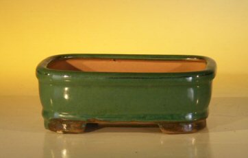 unknown Forest Green Ceramic Bonsai Pot - Rectangle<br><i>6.125 x 5.0 x 2.125</i>