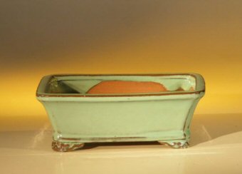 unknown Light Green Ceramic Bonsai Pot - Rectangle<br><i>6.125 x 5.0 x 2.125</i>