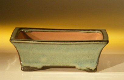 unknown Blue/Green Ceramic Bonsai Pot - Rectangle<br><i>6.125 x 5.0 x 2.125</i>