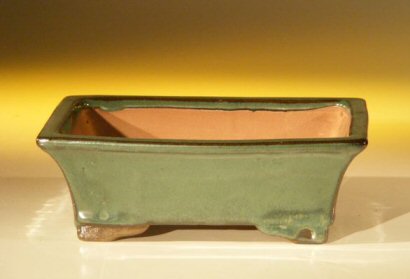 unknown Forest Green Ceramic Bonsai Pot - Rectangle<br><i>6.125 x 5.0 x 2.125</i>