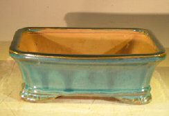Green/Blue Ceramic Bonsai Pot - Rectangle7.0 x 5.5 x 2.375 Image