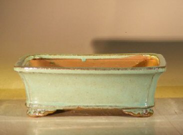 Light Green Ceramic Bonsai Pot - Rectangle8 x 6.375 x 3 Image