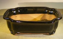 unknown Black Ceramic Bonsai Pot - Rectangle<br>12.5 x 10.0 x 4.0