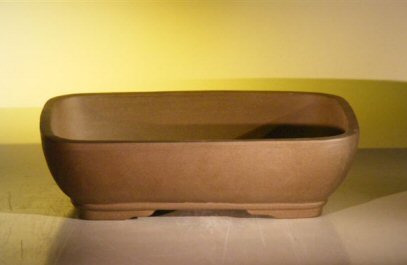 Tan Unglazed Ceramic Bonsai Pot - Rectangle14.125 x 11.0 x 4.0 Image