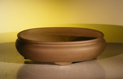 Tan Unglazed Ceramic Bonsai Pot - Oval14.125 x 11.0 x 4.0 Image