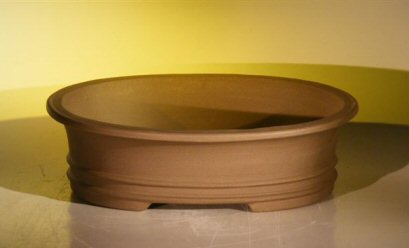 Tan Unglazed Ceramic Bonsai Pot - Oval14.0 x 11.0 x 4.0 Image
