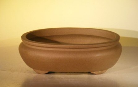 Tan Unglazed Ceramic Bonsai Pot - Oval 10 x 7.875 x 3.125 Image