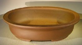 Tan Unglazed Ceramic Bonsai Pot - Oval 16.5 x 13.25 x 3.75 OD14.25 x 11 x 3 ID Image