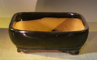 unknown Black Ceramic Bonsai Pot - Rectangle<br>10.0 x 8.0 x 3.125