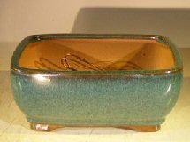 Green Ceramic Bonsai Pot - Rectangle Professional Series 8.25 x 6.25 x 4.0 Image