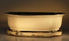 Ceramic Bonsai Pot 
Glazed Oval - Beige<b>10.0