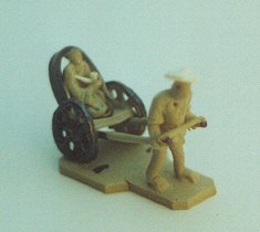 unknown Mud Man Ceramic Figurine-Man Pulling Rickshaw