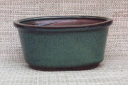 unknown Green Ceramic Bonsai Pot - Oval<br><i>6.25 x 4.75 x 3</i>