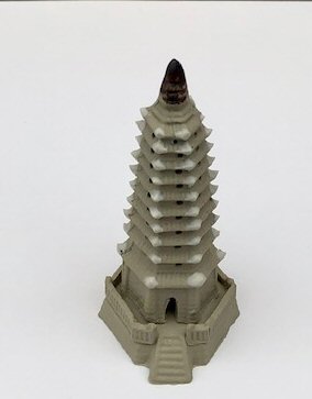 unknown Unglazed Ceramic Pagoda Figurine
