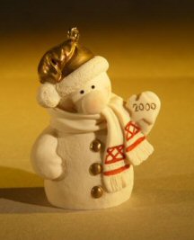 unknown Miniature Ceramic Snowman Figurine Christmas Tree Decoration <br><i>By Giuseppe Armani</i>