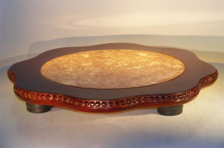 unknown Wooden Display Table with Marble Top <br>19.0 Round x 2.25 tall