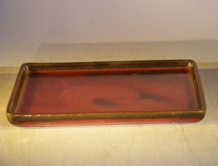 unknown Parisian Red Ceramic Humidity/Drip Bonsai Tray - Rectangle<br><i>10 x 7.5 x 1.0 OD<br>9.25 x 7 x .5 ID</i>