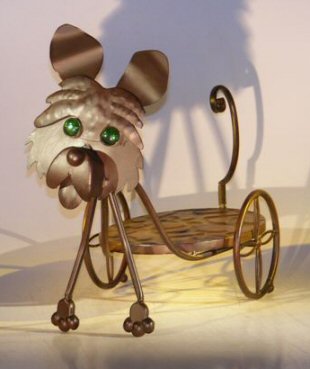 unknown Metal Dog Garden Pot Holder with Moving Head and Tail.<br>21.0 x 8.0 x 15.0
