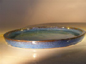 Blue Ceramic Humidity/Drip Bonsai Tray - Round<br><i> 14.0 x 1.5 OD / 13.0 x 1.0 ID</i>