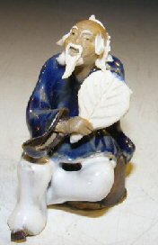 unknown Ceramic Miniature Figurine<br><i></i>Man a Fan<br><i></i>Fine Detail