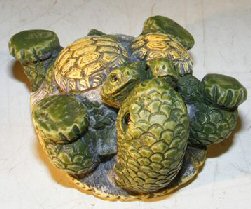 unknown Minature Turtle Figurine<br><i></i>Three Turtles - Two Baby Turtles on Stomach