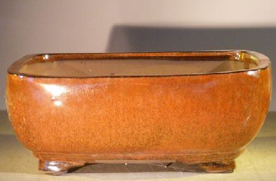 unknown Aztec Orange Ceramic Bonsai Pot - Rectangle<br>Professional Series<br><i>10 x 8 x 4</i>