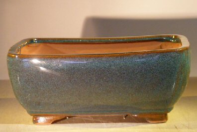 Dark Moss Green Ceramic Bonsai Pot - Rectangle Professional Series10 x 8 x 4 Image