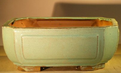 Light Blue/Green Ceramic Bonsai Pot - Rectangle Professional Series 10 x 8 x 4 Image
