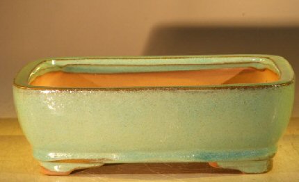 unknown Creamy Blue/Green Ceramic Bonsai Pot  - Rectangle<br><i>8 x 6 x 2.5</i>
