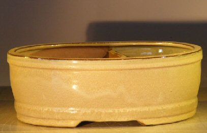 Beige Ceramic Bonsai Pot  Land/Water Divider 10 x 8 x 3.75 Image