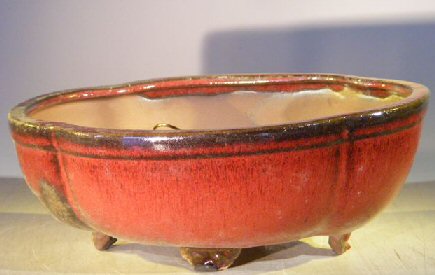 unknown Parisian Red Ceramic Bonsai Pot - Oval<br>Professional Series<br><i>10 x 8 x 4</i>