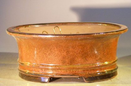 unknown Aztec Orange Ceramic Bonsai Pot - Oval<br>Professional Series<br><i>10 x 8 x 4</i>