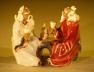 Image: Miniature Ceramic Figurine Two Men Sitting at a Table with Fine Detail Color:White & Red