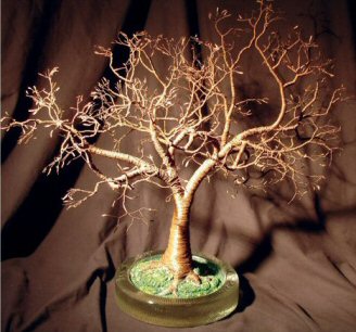 Bonsai Tree Seeds on Wire Bonsai Tree Sculpture   Copper Oak With Hammered Leaves19 Hx18
