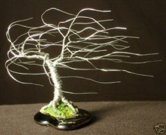 Wire Bonsai Tree SculptureWindswept Mini Tree - 4x 5x 5 Image