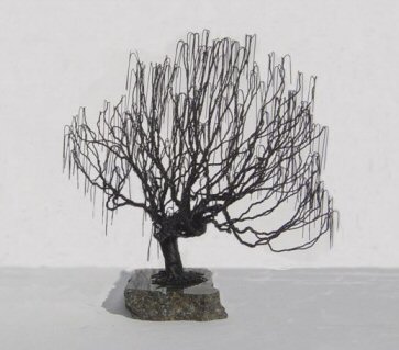 Wire Bonsai Tree Sculpture - Weeping Willow Style Image
