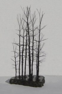 Artificial Bonsai Tree on Features  Wire Sculpture   Forest Scene Measures 9 X6 X16  Tall Black