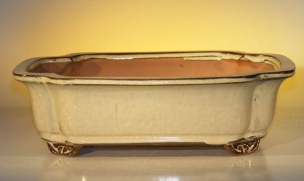 Beige Ceramic Bonsai  Pot  Rectangle12 0 x 9 5 x 3 375 