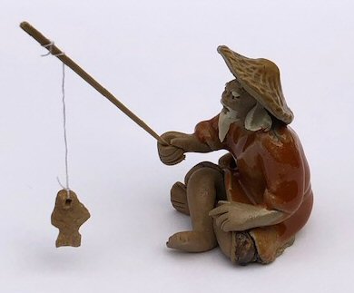 Miniature Ceramic Figurine - Glazed Fisherman 2.0