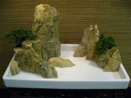 Ancient Stone Natural Mountainscape with Marble Tray