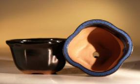 Black Glazed Ceramic Bonsai Pot - Oval<br><i>5