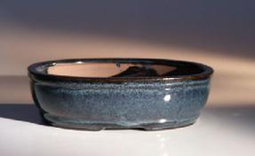 Blue Ceramic Bonsai Pot - Oval <br> Land/Water Divider <br><i>7.75