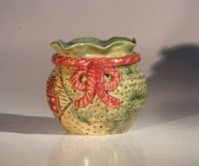 Green Glazed Ceramic Holiday Pot - Round<br><i>3.5