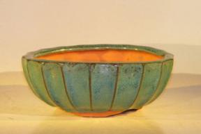 Ceramic Bonsai Pot - Round with Scalloped Sides<br> 