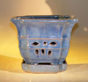 Blue Orchid Pot with Attached Tray<br>7.0